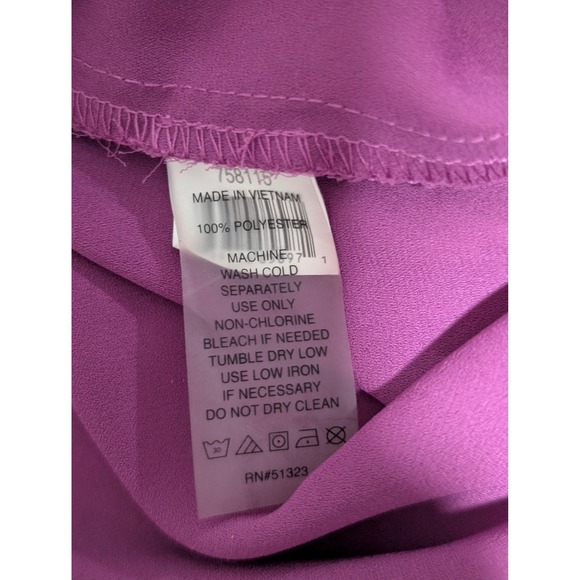 Chaus Blouse Roll Tab Sleeve V-Neck Top Casual Career Purple Size L - Picture 5 of 5